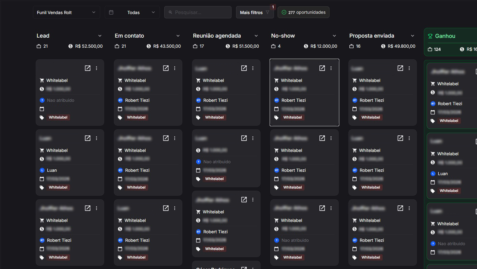 Funil de vendas em formato Kanban